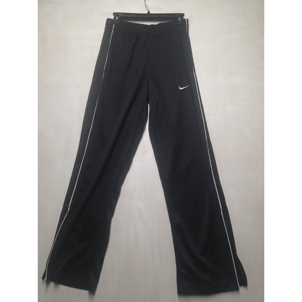 Nike black double swoosh trackpants with stripe Size Small